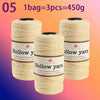 Three spools of Hollow yarn, each containing three skeins totaling 450g for knitting and crochet.