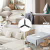 A set of adjustable bed sheet grippers and clips shown in various contexts including a bed, sofa, and ironing table.