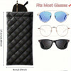 Black quilted PU leather case for glasses and sunglasses with a cleaning cloth