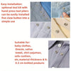 Close-up of a precision snap button kit being installed onto fabric, showing various sizes and applications.