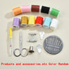A collection of various colored threads and a set of sewing accessories including scissors and needles.