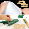 Hands demonstrate the flexible and durable silicone mat, showing a green resin paint being applied to a surface.