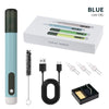 Blue thread burner kit including a pen, tips, soldering iron, and wax.
