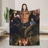 A graphic throw blanket featuring a collage of faces from the TV show Breaking Bad.