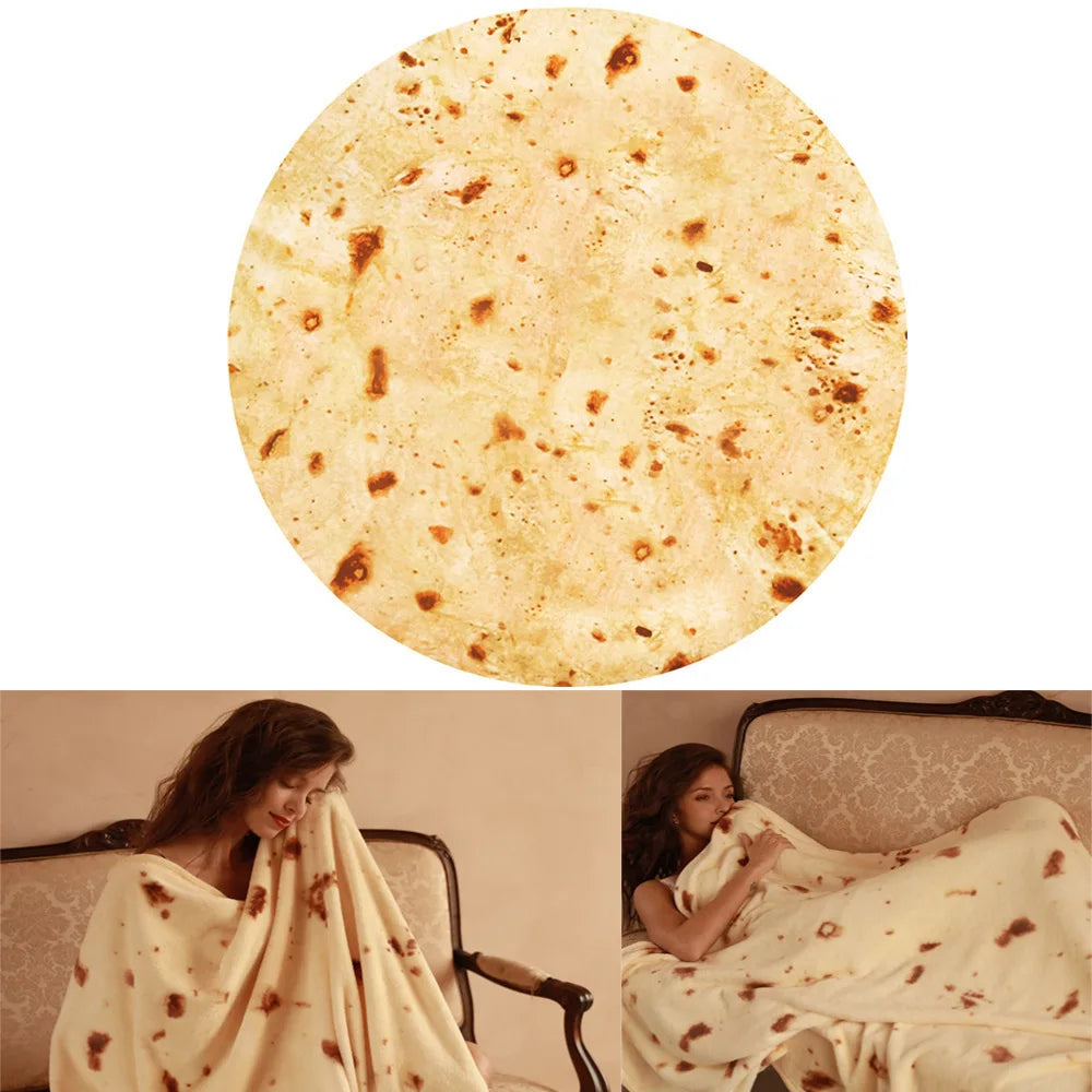 A light yellow blanket with brown blotches is draped over a person.