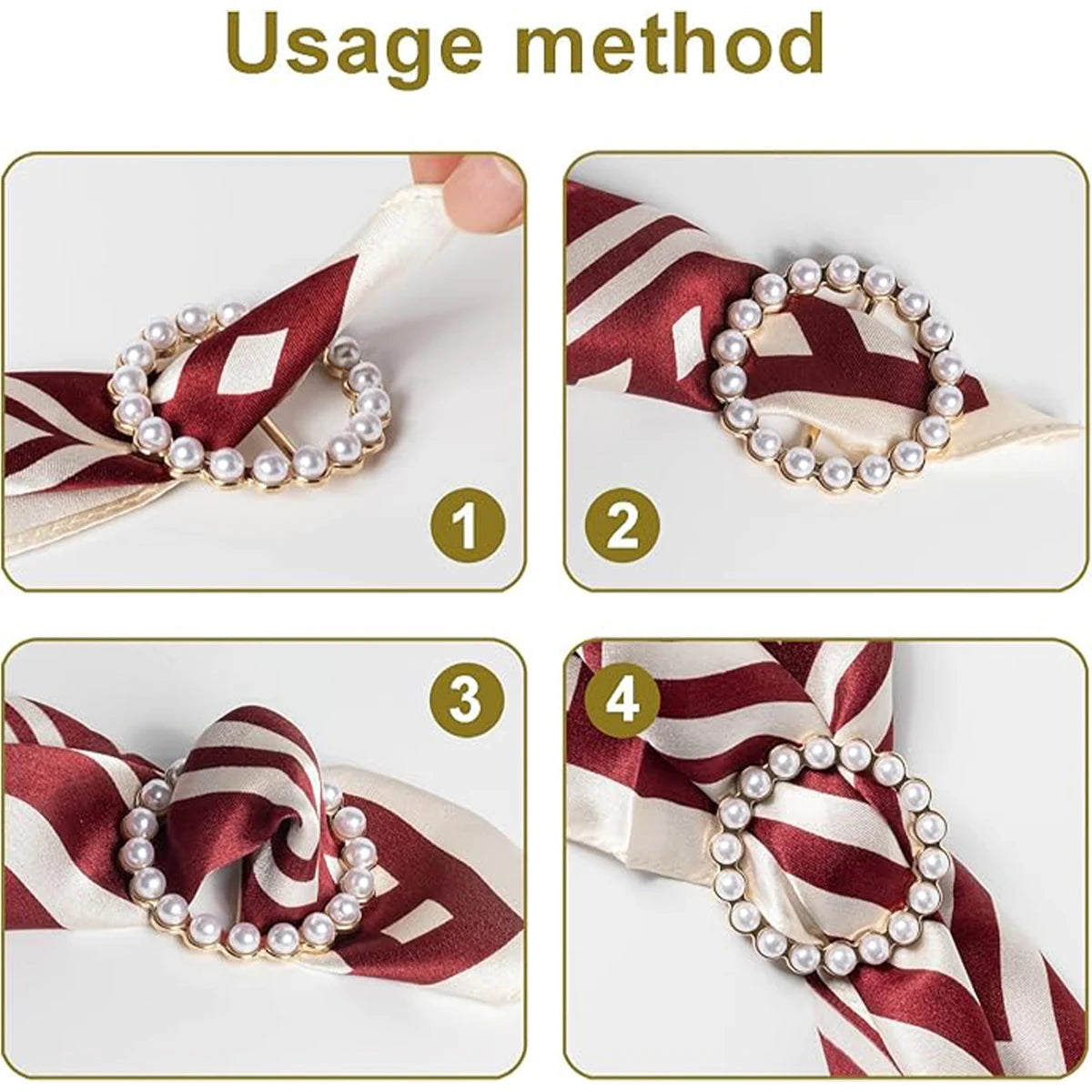 Instructions showing how to use round heart button clips for clothing and accessories