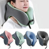 Various colors of memory foam U-shaped travel neck pillows shown in different angles