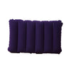 A dark purple inflatable travel pillow with ribbed texture.