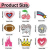 Assorted cartoon embroidery patches featuring hearts, stars, and a crown for DIY and apparel
