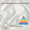 White mulberry silk pillowcase fabric draped softly, showing a color gradient of yellow, orange, and blue layers.
