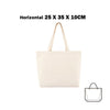 A beige canvas tote bag with handles shown flat.