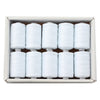 A box containing twelve white polyester sewing thread spools arranged in a grid.