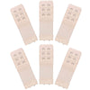 A set of five beige adjustable bra extender straps shown individually.