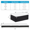 A diagram showing the dimensions and folding options for a tri-fold memory foam mattress.