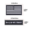 A black military flag patch featuring the American flag design and the text IN GOD WE TRUST