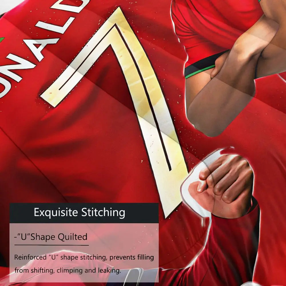 Close-up of a red soccer jersey fabric showing exquisite stitching detail on a garment.
