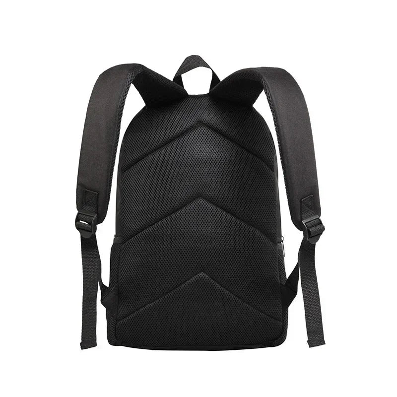 Black durable student backpack with shoulder straps