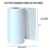 Roll of white embroidery stabilizer backing cut into variable sizes, 2.5 oz, 150ft/50yd.
