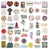 A collection of faith and prayer affirmation decals featuring various religious phrases and symbols.
