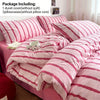 Pink striped duvet cover set including one duvet cover and two pillowcases