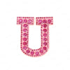 Pink rhinestone letter U patch for DIY craft project
