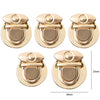 A set of five gold-toned metal bag lock clasps for handbags and totes shown in various angles.