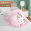 Pink unicorn mosquito net canopy for infant cots, suitable for 0-1.5 years.