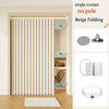 Beige folding single curtain with magnetic pleats shown in a doorway setting.