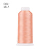 A roll of peach-colored polyester embroidery thread with a white core.