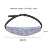 A gray patterned baby car seat head support pillow shown with dimensions of 105cm length and 28cm width.