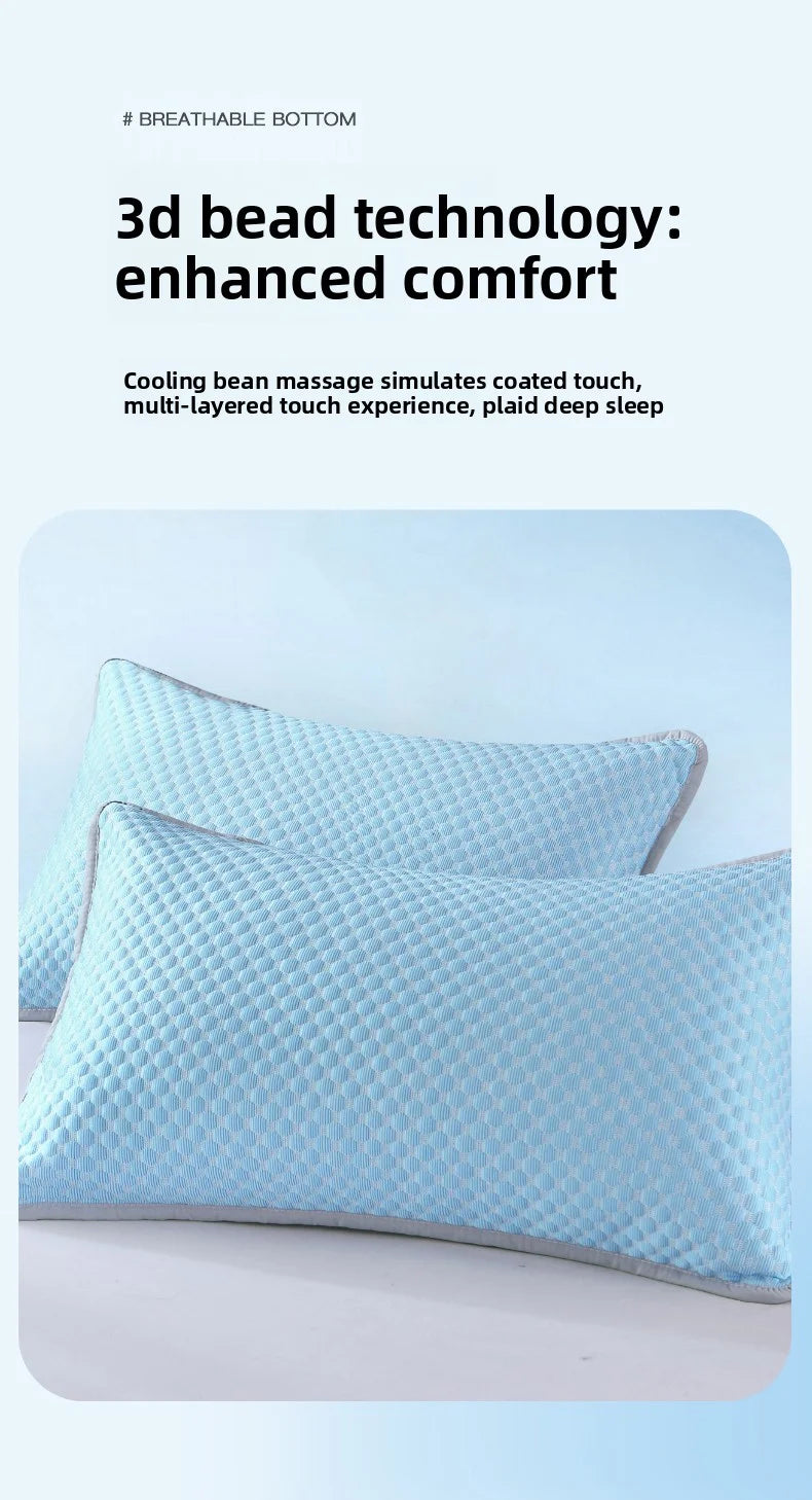 Light blue textured bean pillow cover shown in a close-up view.