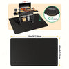 A black heavy-duty double-sided grill mat is shown with a cooking setup and its thickness measured at 0.5mm.