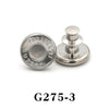Silver adjustable button pin with a round head and a flat base.