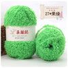 A green moss-like craft yarn ball labeled as Plant Made Yarn for crafting