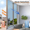 A window showing sunlight and an outdoor scene, illustrating heat solution benefits for reducing cooling costs.