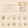 A collection of vintage botanical flower stickers on kraft paper for crafting and journaling