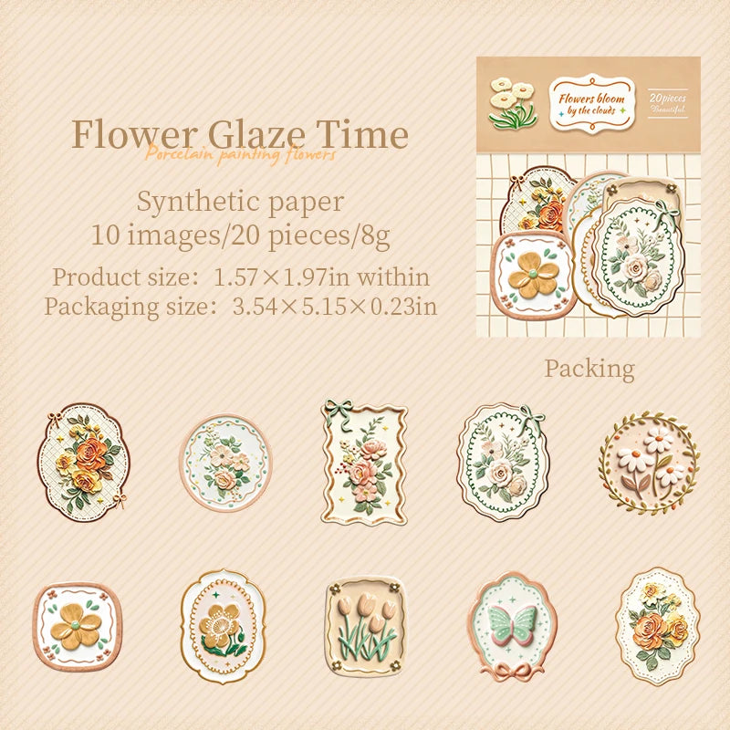A collection of vintage botanical flower stickers on kraft paper for crafting and journaling