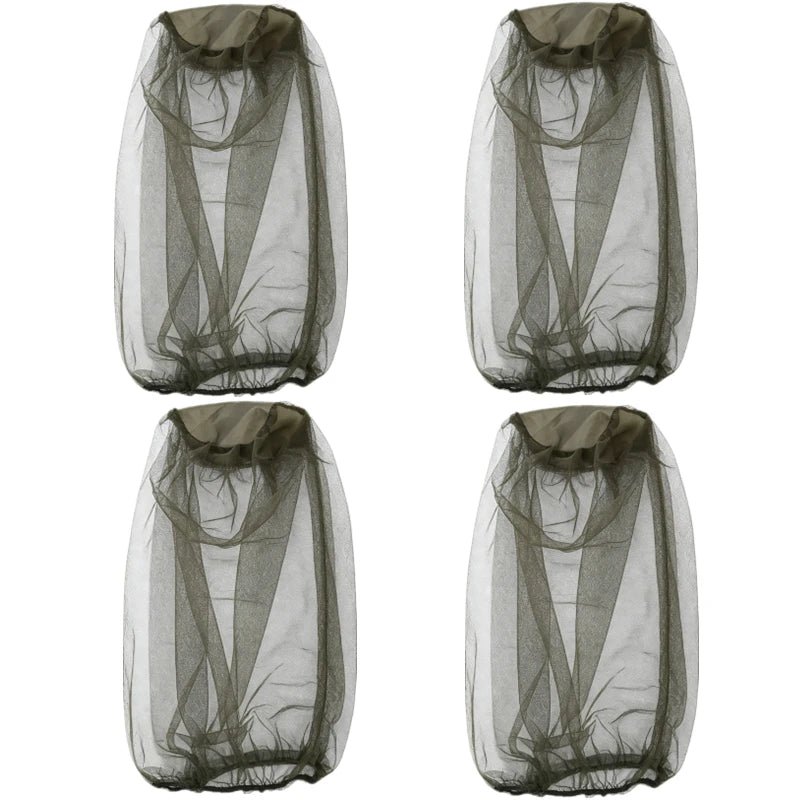 A multi-pack of adjustable mosquito protection fishing hats shown in a pair, dark gray color.
