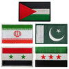 Tactical embroidered patch featuring the Palestinian flag design with red, black, and white stripes and a green triangle.