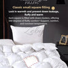White goose down filling pillow and duvet with a grid pattern for winter warmth