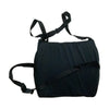 Black ergonomic cooling seat cushion with adjustable straps.