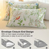 White envelope closure pillowcase with leaf floral print shown in various folding styles