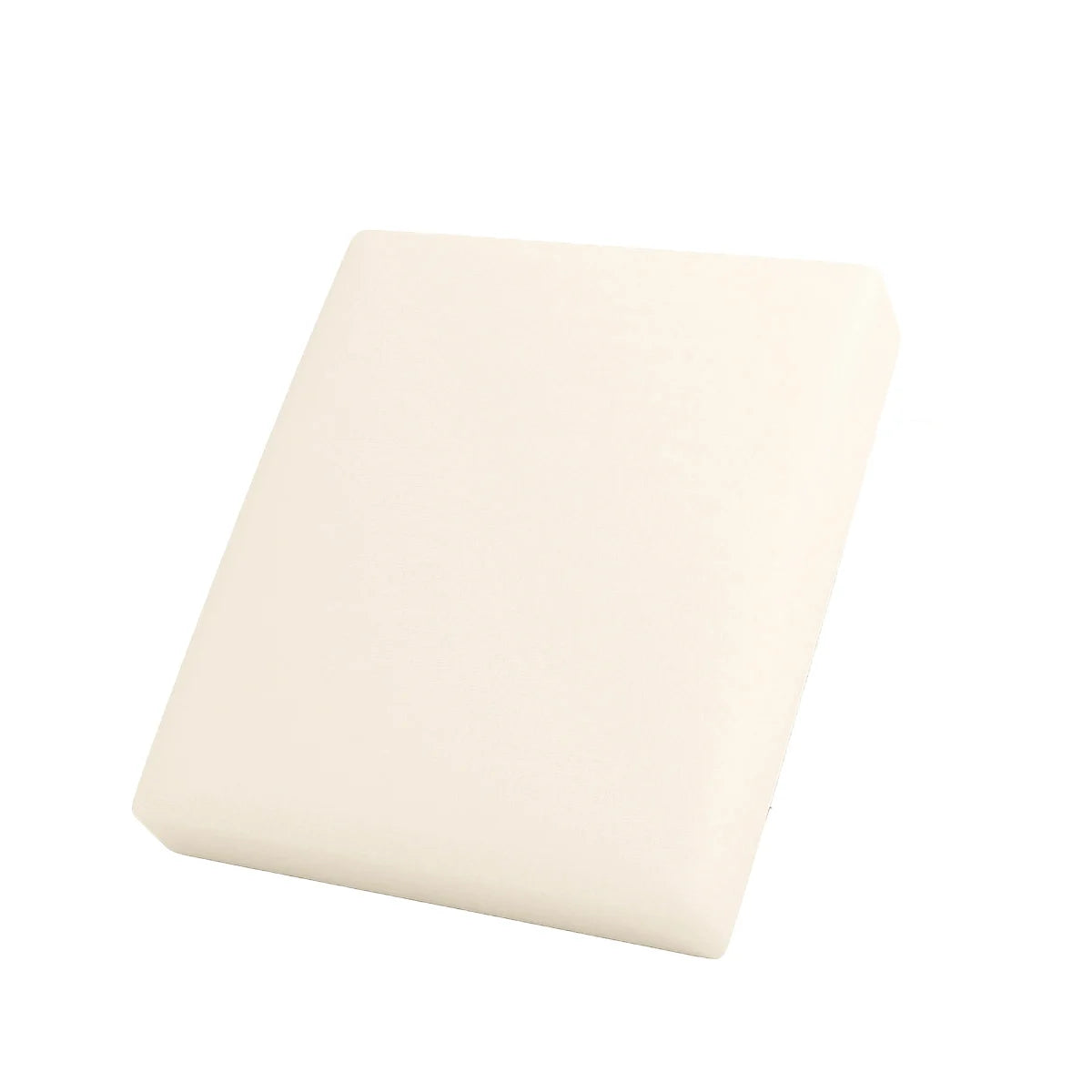 A square, cream-colored elastic sofa seat cushion cover.