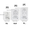 Three sizes of hanging vacuum storage bags for clothing: S, M, and L.