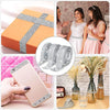 A set of silver diamond rhinestone strips for DIY decor shown next to a pink smartphone and an orange gift box.
