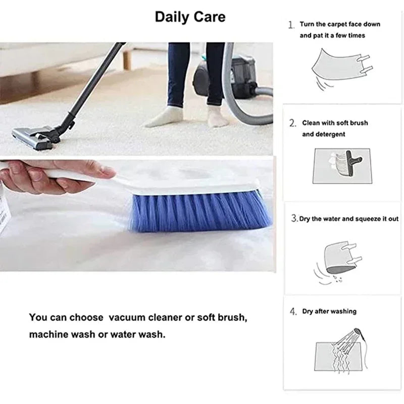 Instructions for daily care of a vacuum cleaner or soft brush product.