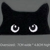 Black felt cat iron-on patches with white embroidered eyes