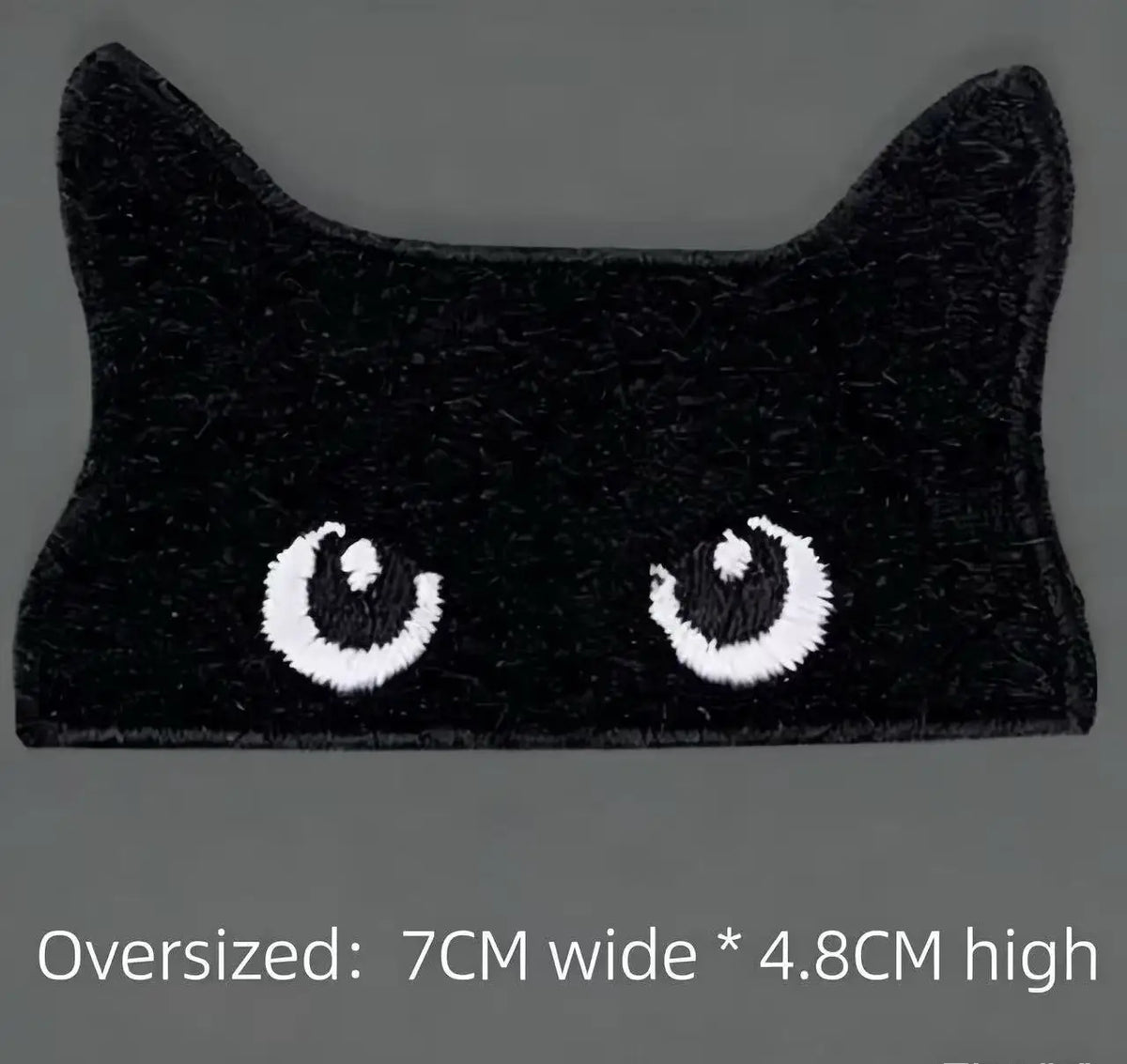 Black felt cat iron-on patches with white embroidered eyes