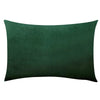 A dark emerald green velvet throw pillow cover.