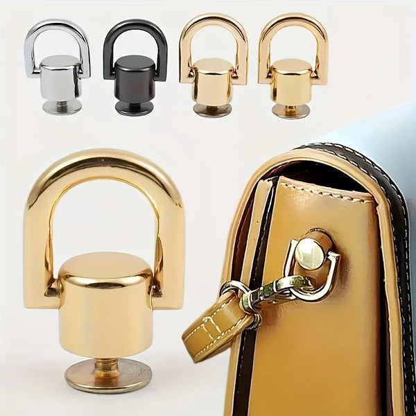 A set of gold and black bag and phone case modification hardware including various buckles and clasps.